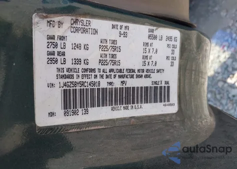 1994 Jeep Grand Cherokee Laredo z USA, uszkodzony, nr VIN 1J4GZ58Y5RC145018